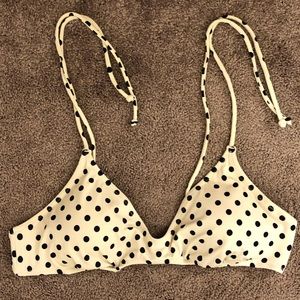 French bikini top- white and navy polka dot size L